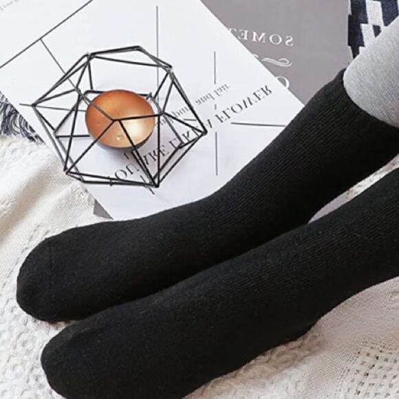 Black Merino Wool Blend Socks - Picture 4 of 5